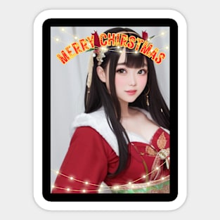 Merry Christmas Anime Girl Cosplay Xmas Cute Christmas Girl Sticker